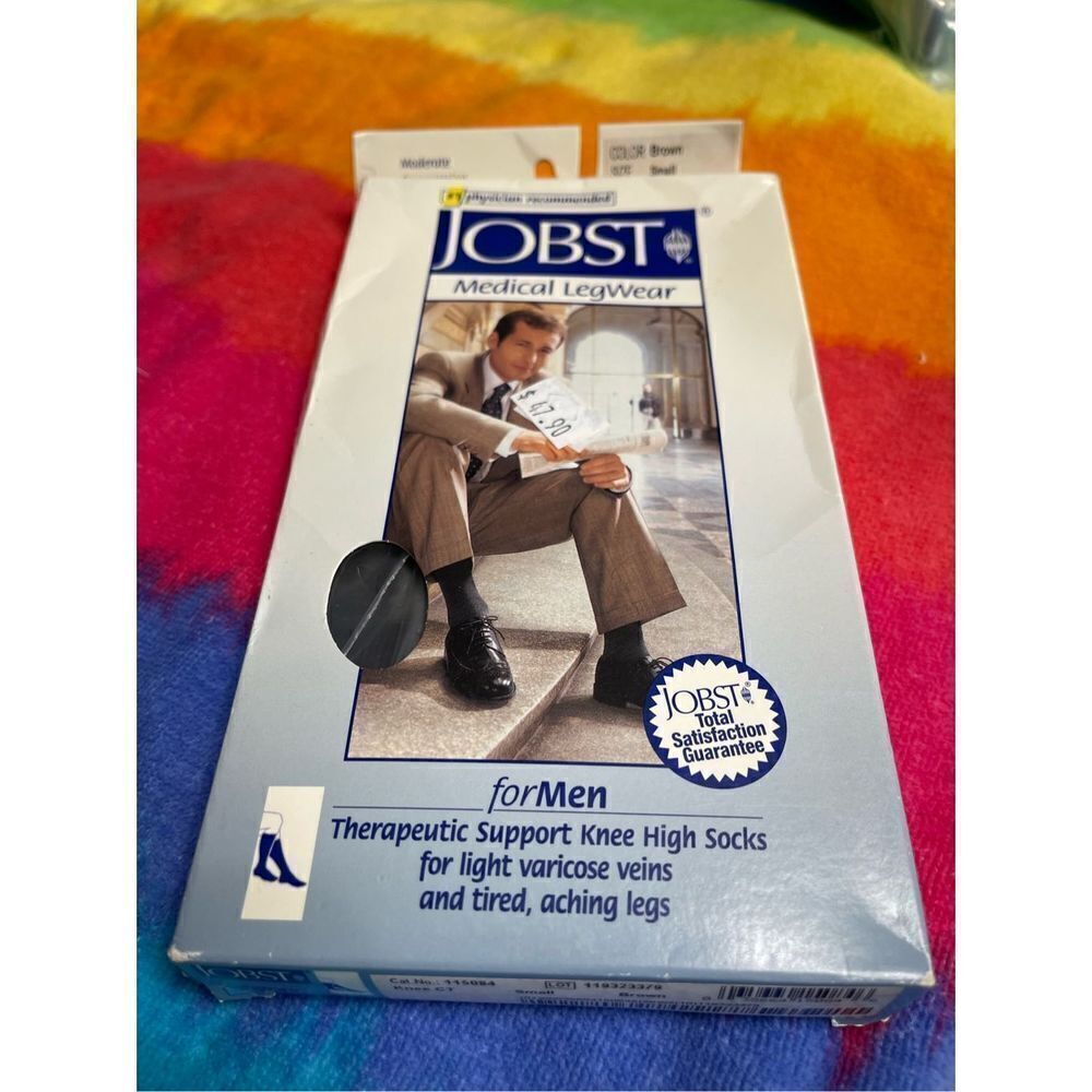 NIB Jobst Moderate Compression MENS Small Knee High Socks CT 15-20 mmHg Brown